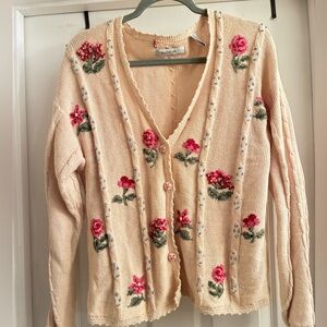 Floral Hand Embroidered Cream Sweater